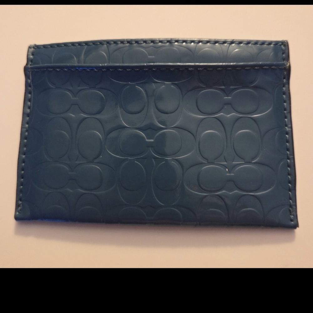 Coach Blue Embossed Card Holder